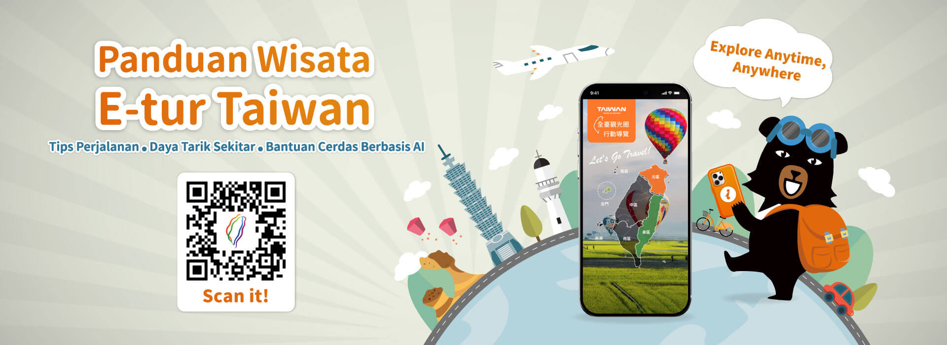 promotes a digital travel guide application for Taiwan