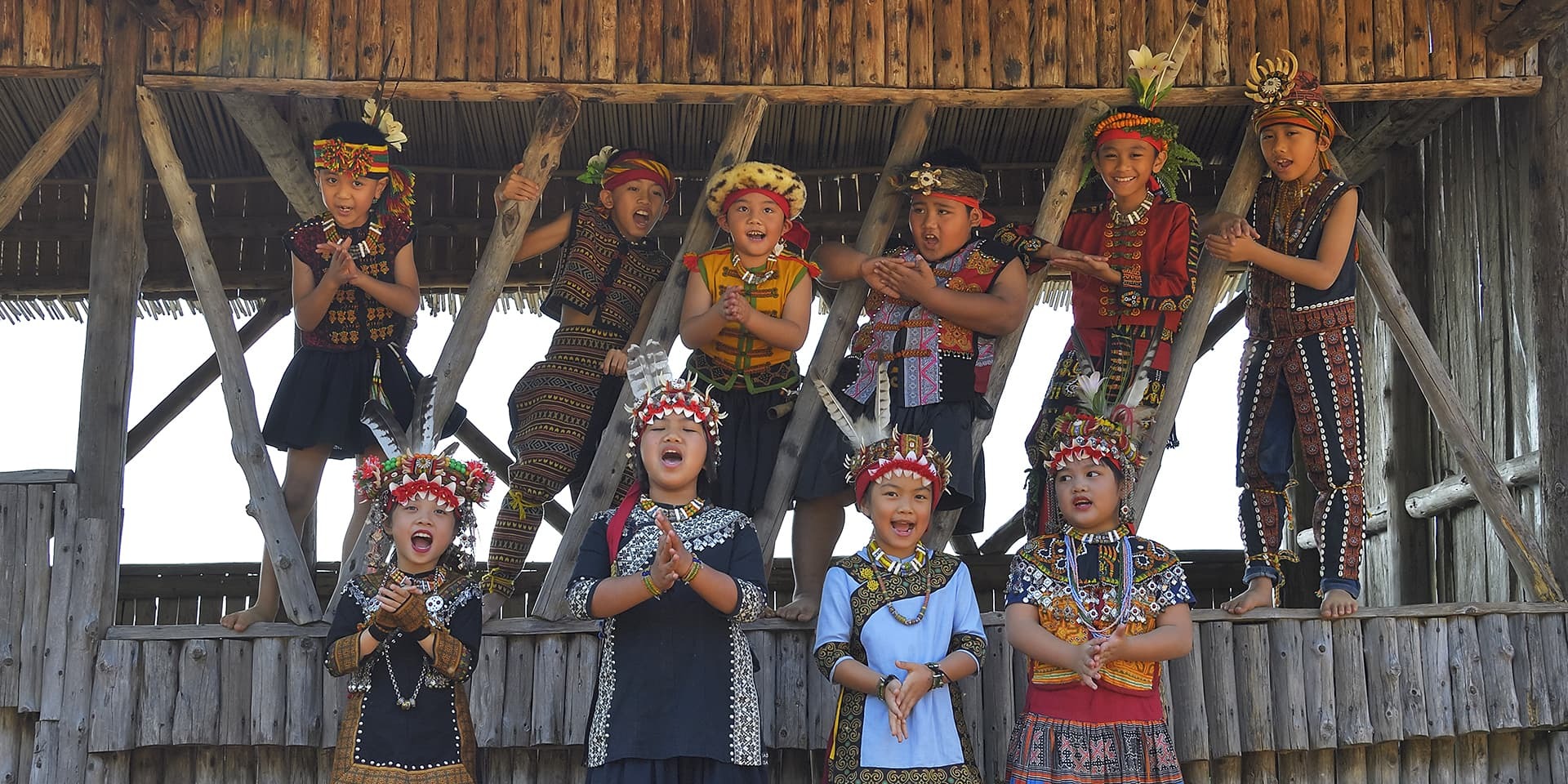 group of individuals in a Rungus longhouse